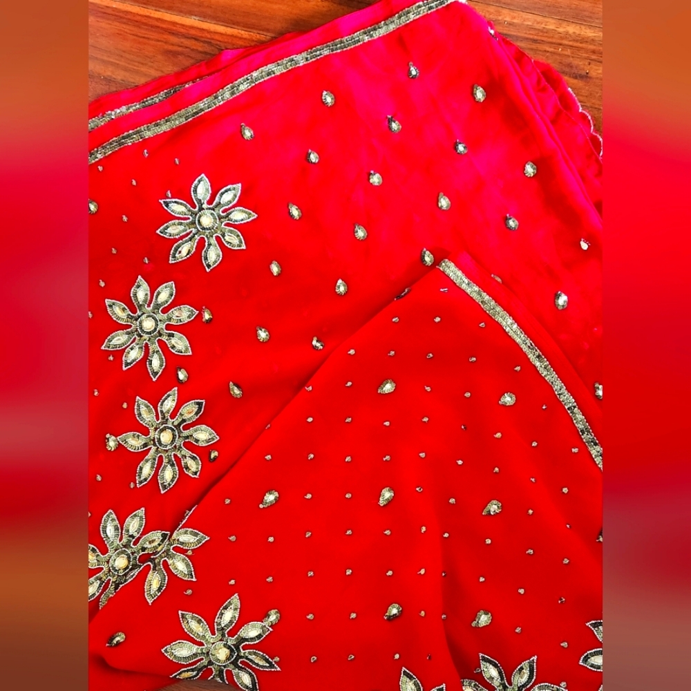 Red Saree & Blouse